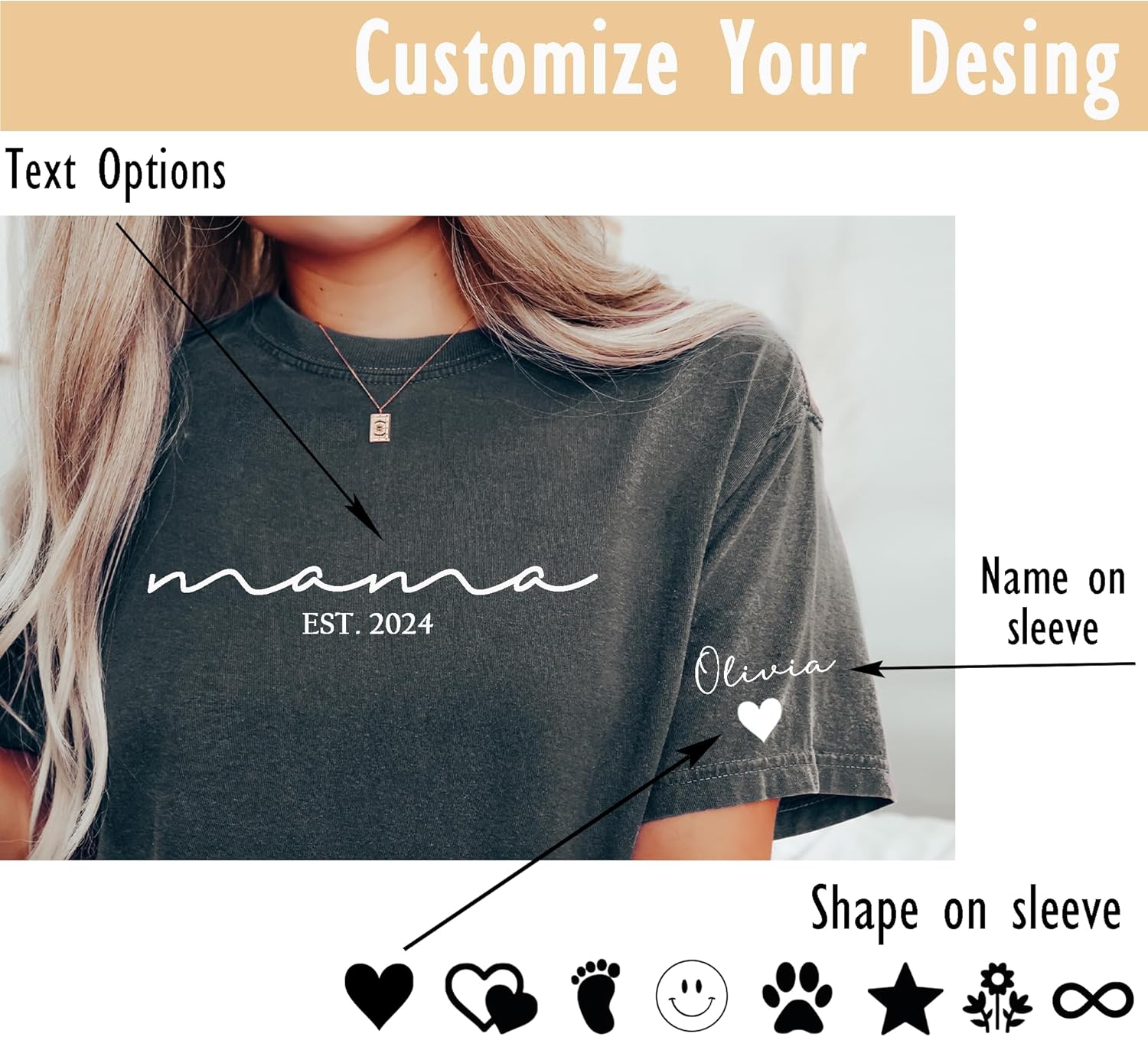 Personalized Mama Shirt with Kids Name Comfort Colors® Shirt New Mom Tshirt Custom Mama Tshirt Mom Est 2026 for Mommy - Image 6