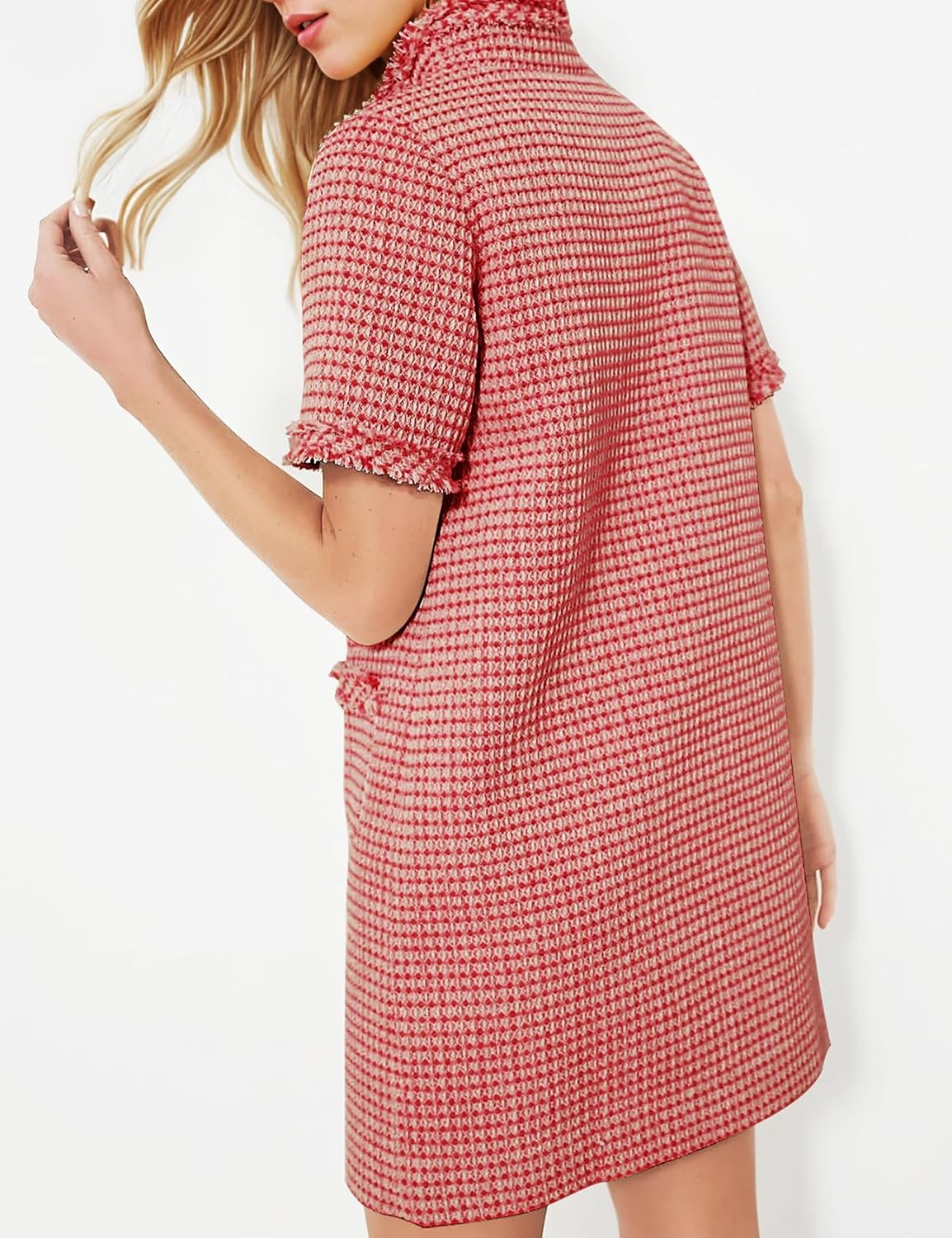 PEHMEA Womens Tweed Dress 2026 Short Sleeve Shift Mini Elegant Formal Work Cocktail Party Dresses - Image 2