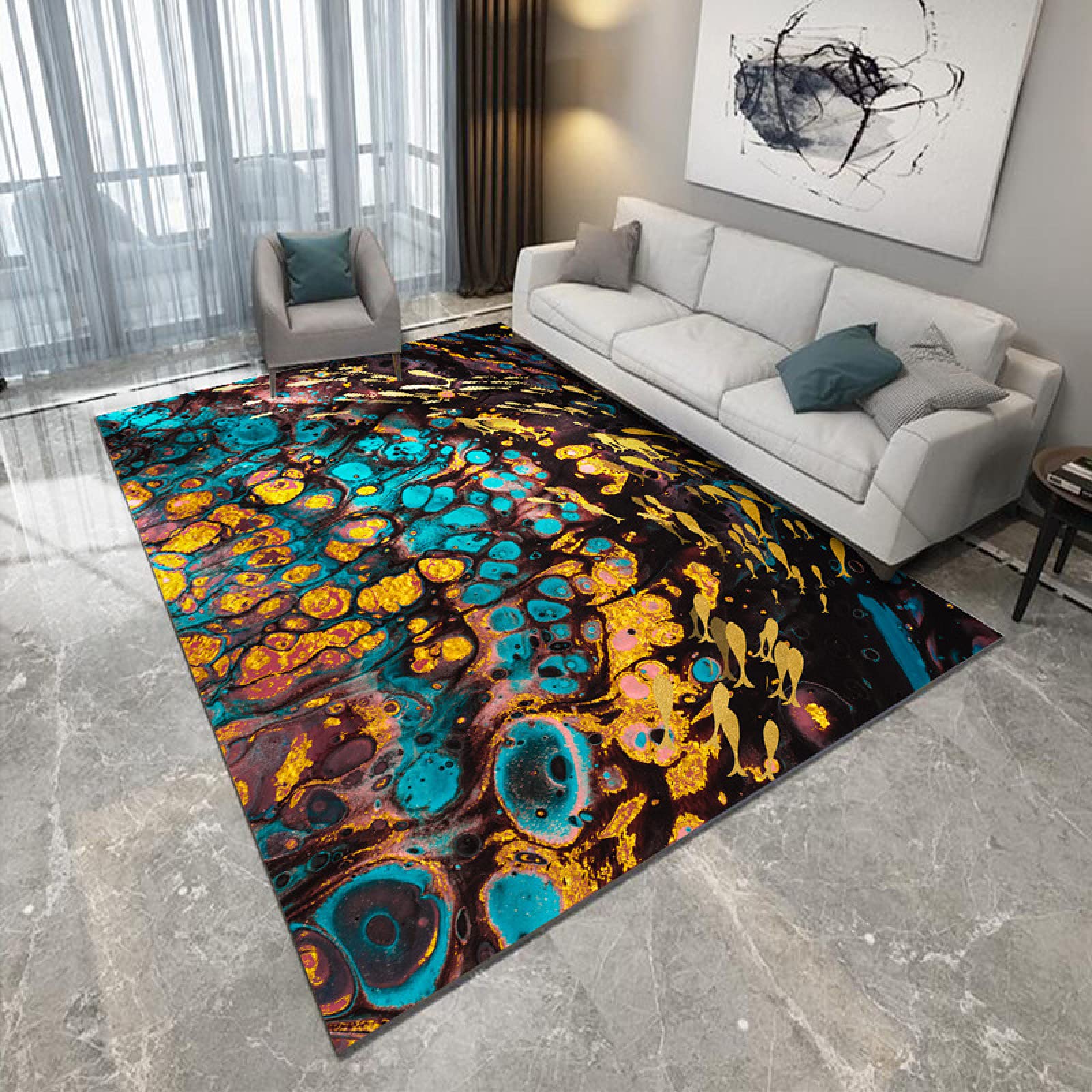 Grand tapis de style nordique au design léger et luxueux pour décoration raffinée