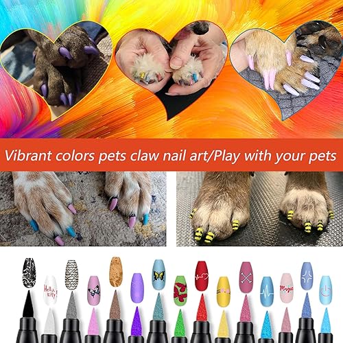 Miniatura 5 de Bolígrafos de esmalte de uñas para perro, 15 colores, juego de esmaltes de uñas para mascotas, secado rápido, seguro para mascotas, esmalte de uñas