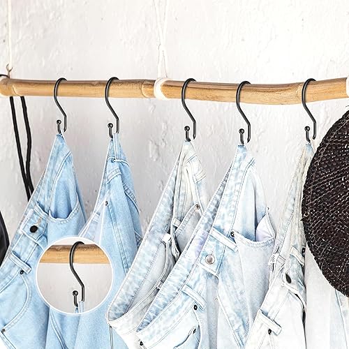 Miniatura 6 de MEILIDY Ganchos en S reversibles negros en forma de S de 3 pulgadas, pequeños y resistentes, de acero inoxidable, ganchos colgantes en S para