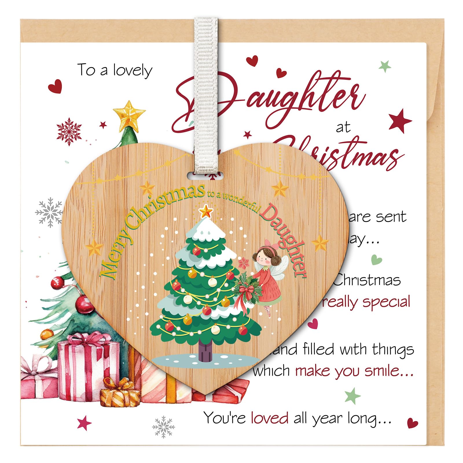 Daughter Christmas Card, Daughter Gift Christmas Cards Plaque with Envelope