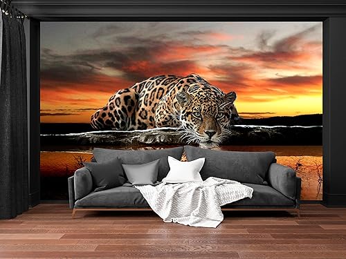 Cliouar - Papel pintado 3D de leopardo de animales para despegar y pegar 98 x 58 pulgadas
