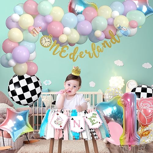 Miniatura 4 de Decoraciones de fiesta de primer cumpleaños de Alicia Princess Wonderland, suministros de fiesta de primer cumpleaños con temática de Alicia,