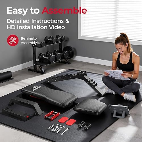 Miniatura 7 de FLYBIRD Banco de pesas ajustable de grado comercial, capacidad de 1300 libras, 6+3 posiciones para entrenamiento de fuerza definitivo y prensa de