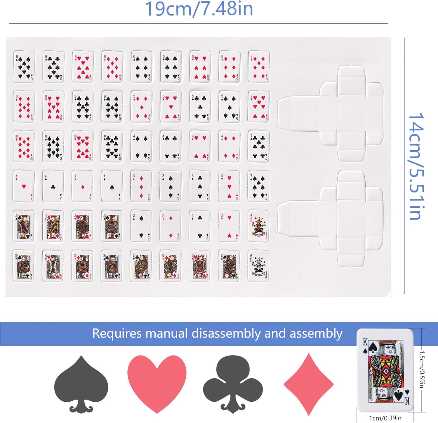 Party Spoof Fun Mini Playing Cards，Miniature Poker Game，3 Copies