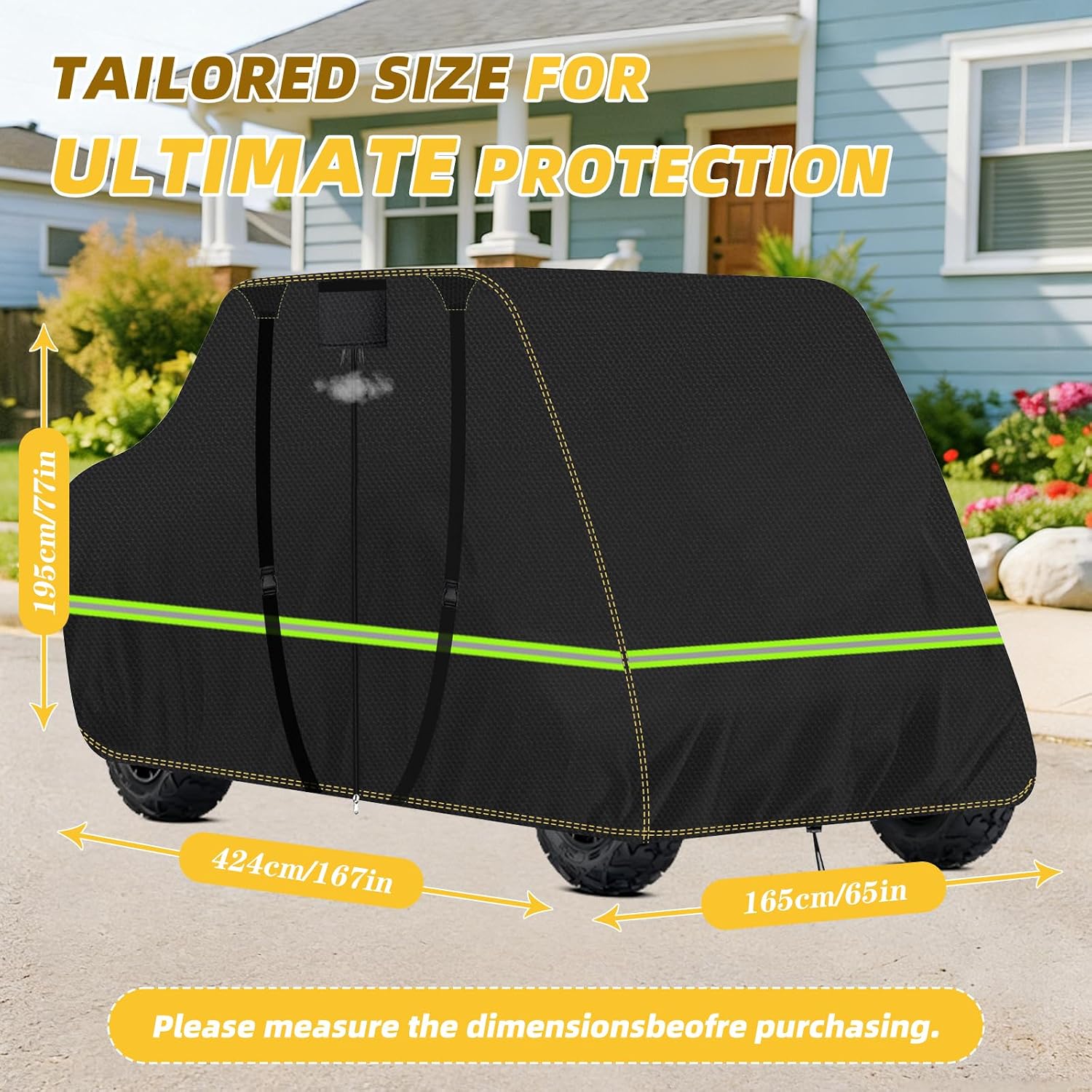 4-6 Seater Heavy Duty UTV Cover with Zipper - 600D All-Weather Protection, Compatible with Polaris, Can-Am Defender MAX, PRO/X3 MAX, Prowler, Viking, Tracker 800SX, RZR XP 4 - Black, 167" x 65" x 77"
