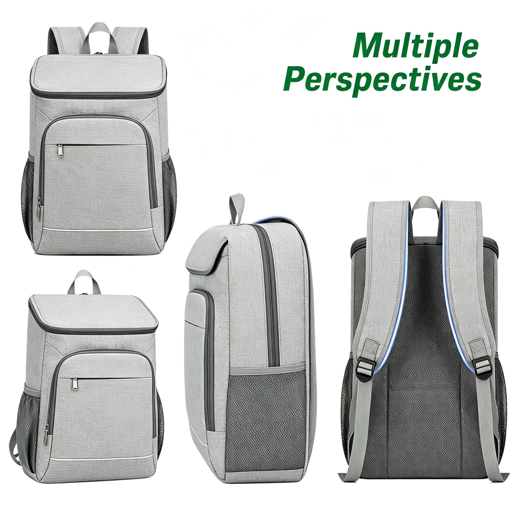 Mochila Térmica 30L a Prueba de Fugas, Bolsa Nevera Portátil con Compartimento para Ordenador y Bolsillo para Móvil, Mochila Isotérmica de Tela Oxford para Picnic Playa Camping Senderismo(A)