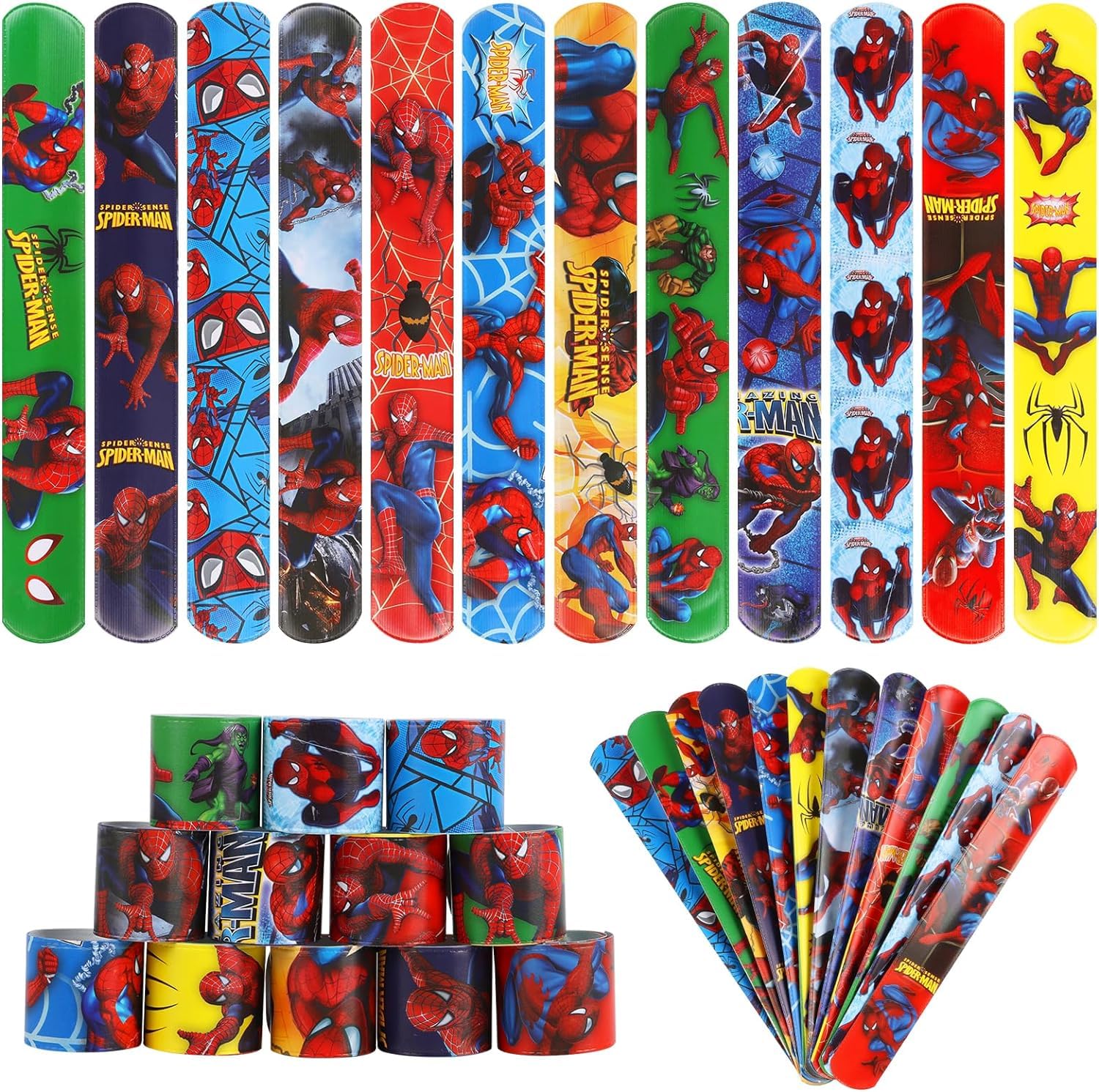 Kaimirui 24pcs pulseras infantiles slap, Slap Pulseras super-hero, Pulseras Slap regalos de cumpleaños para niños, Pulseras Bofetadas gadget fiestas de cumpleaños para niñas y niño (SET-4)
