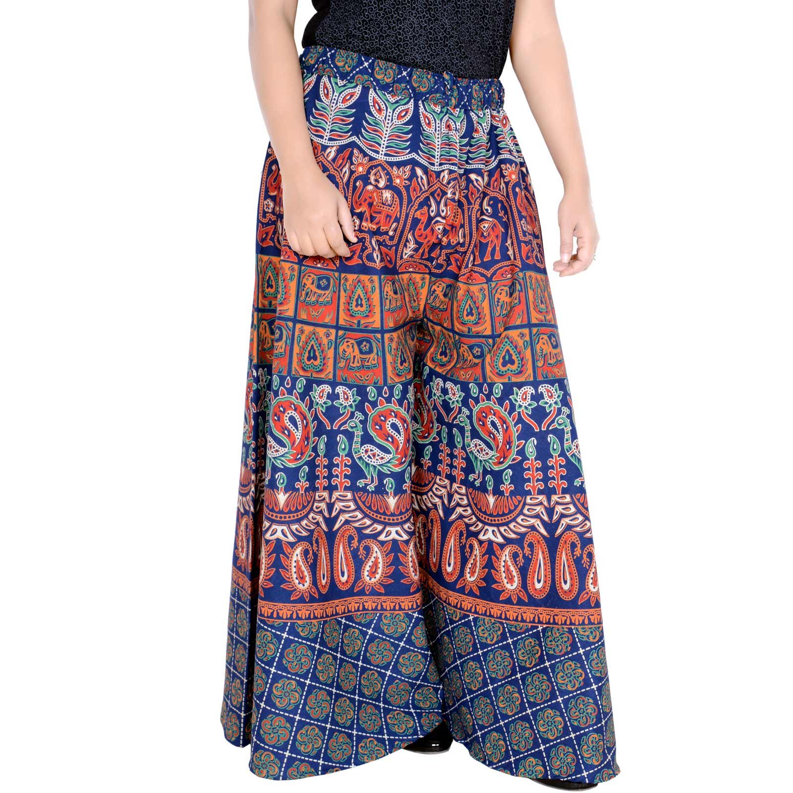Ethnic Style Plazzo for Women Cotton Printed Palazzo 40 Inch Length Rajasthani Pant D5-image-49