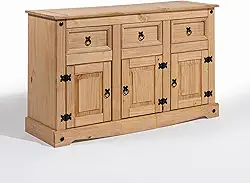 Balcão Buffet Grande em Madeira Maciça – 3 Gavetas e 3 Portas, Estilo Rústico e Aconchegante