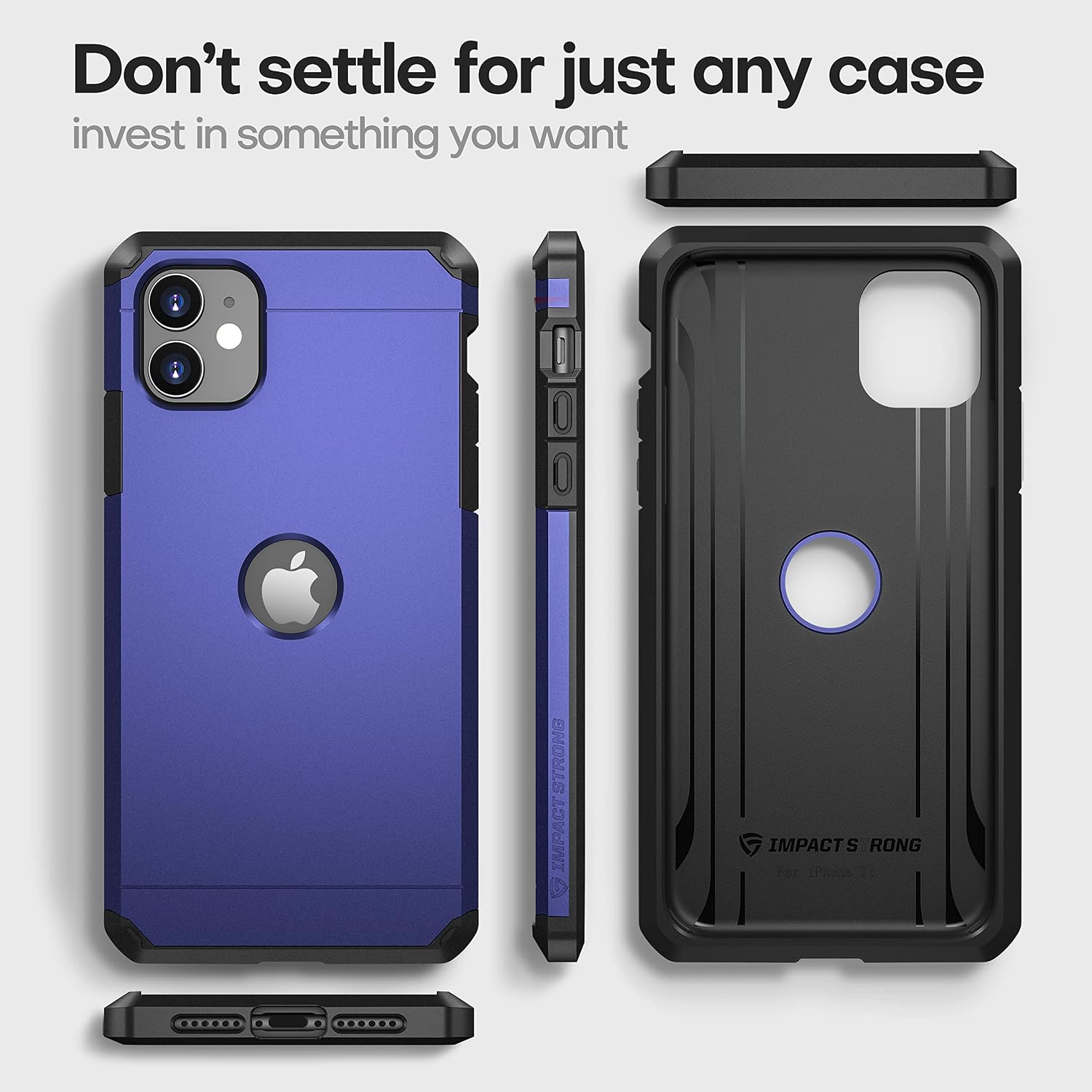 ImpactStrong Compatible with iPhone 11 Case, Heavy Duty Dual Layer Protection Cover Heavy Duty Case Designed for iPhone 11 - Navy Blue