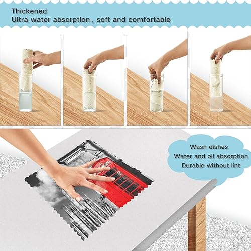 Miniatura 5 de ALAZA Big Ben in London UK - Juego de 6 paños de cocina, paños de cocina lavables de secado rápido, paño de limpieza reutilizable, 11 x 11 pulgadas