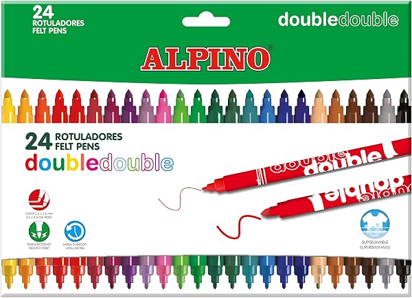 Set de rotuladores Alpino Double Double con puntas fina y gruesa para versatilidad creativa.