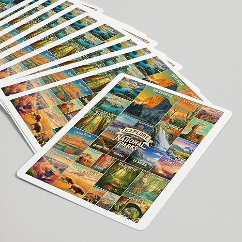 Miniatura 5 de Lantern Press Pintura al óleo Serie Parque Nacional, Collage, Explora Nuestros Parques Nacionales (52 Naipes, Baraja de cartas de tamaño póquer con