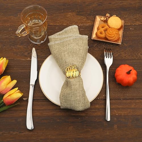 Miniatura 6 de AIEX 12 servilletas de calabaza, servilleta de calabaza, servilleta dorada, a granel para Acción de Gracias, Halloween, cenas, suministros