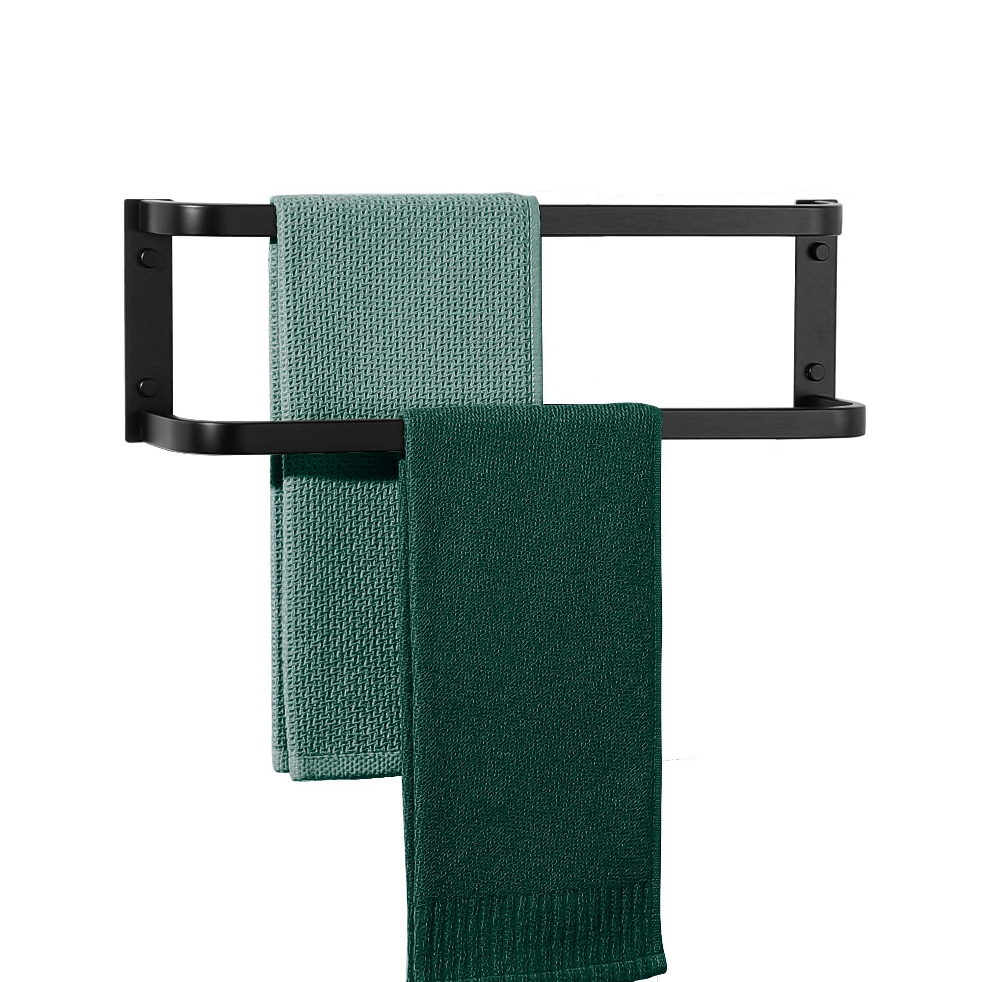 Mooche Schwarzer Handtuchhalter Wand, Doppelter Handtuchstange 40 cm, Handtuchhalter Schwarz, Duschtuchhalter Edelstahl SUS304, Handtuchständer für Küche, Badezimmer