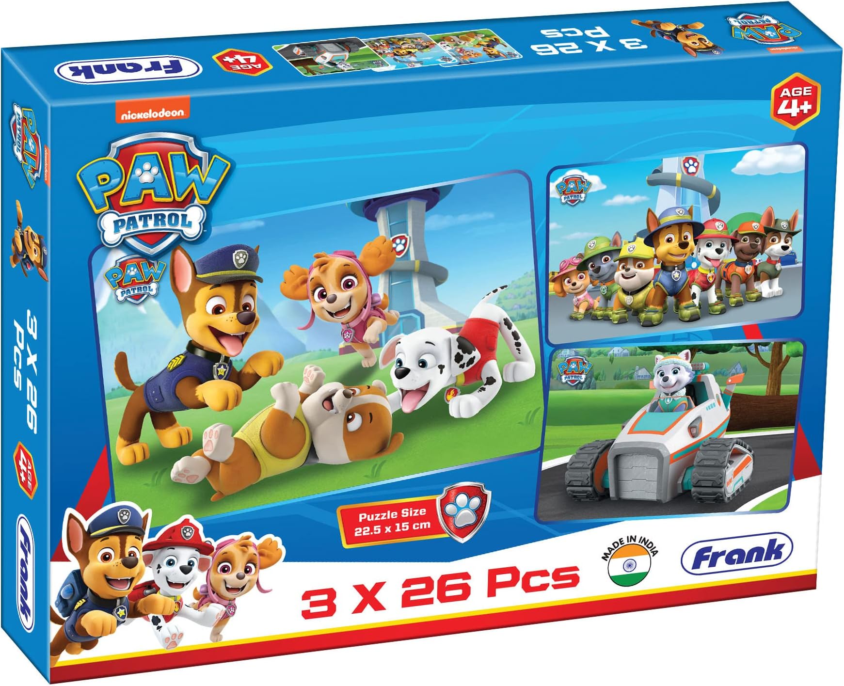 Frank Paw Patrol (26 Pieces) 3 in 1 Jigsaw Puzzle for Kids Above 4+ Years - Fun & Challenging Brain Booster Games - for Enhanced Focus and Memory for Children - 70305