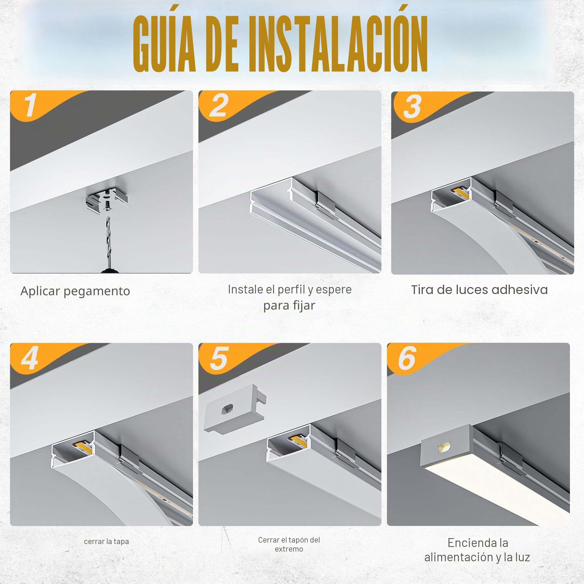 Perfil Aluminio Tira LED 2M 25 Piezas, Perfil Led Forma de U con Difusor led Blanco Leche, Canaleta led para Tiras de Hasta 17 mm, Tamaño 19.7 x 10 mm (25 * 2M(Total 50M))