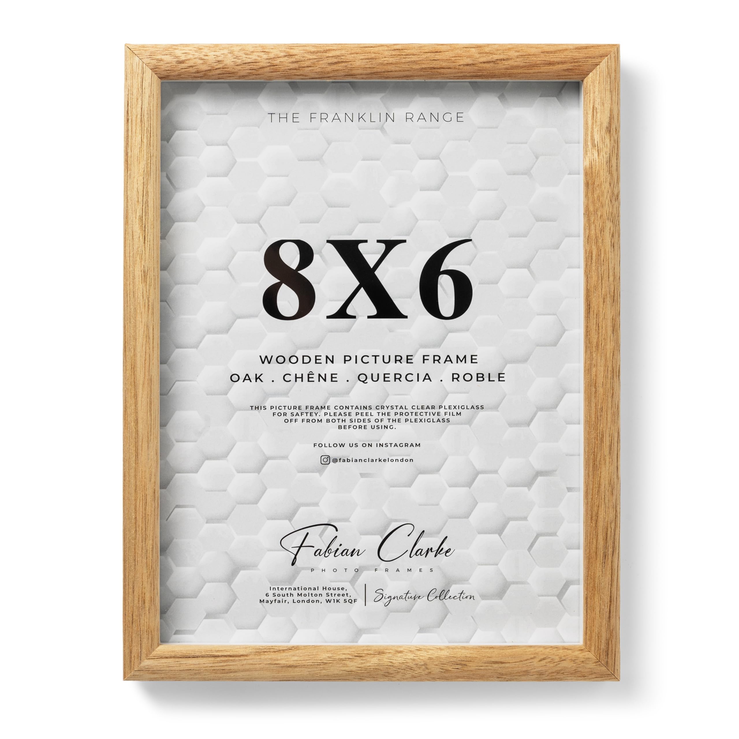 Fabian Clarke London Oak 8X6 Photo Frame 8X6 Inch Picture Frame With Rounded Edge, Wall Mount Or Tabletop Display Modern Style Wooden Photo Frame For Modern Home Décor