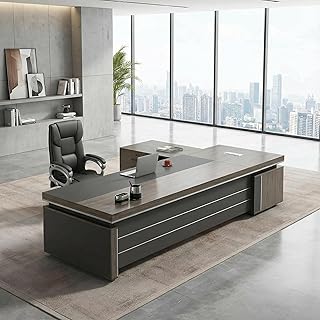 L-Shape Modern Executive Desk, L-Shape Office Executive Desk, Cord Management Computer with Drawers and Storage, Modern Wood Working Table (Left, 71" L x 63" W x 30" H)