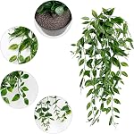Dremisland 3Pcs Artificial Hanging Plants-Artificial Hanging Plants Potted Greenery Decor-Eucalyptus Mandala Snow Pea Vine in Pot Plants for Office Farmhouse Home Indoor Outdoor Decor