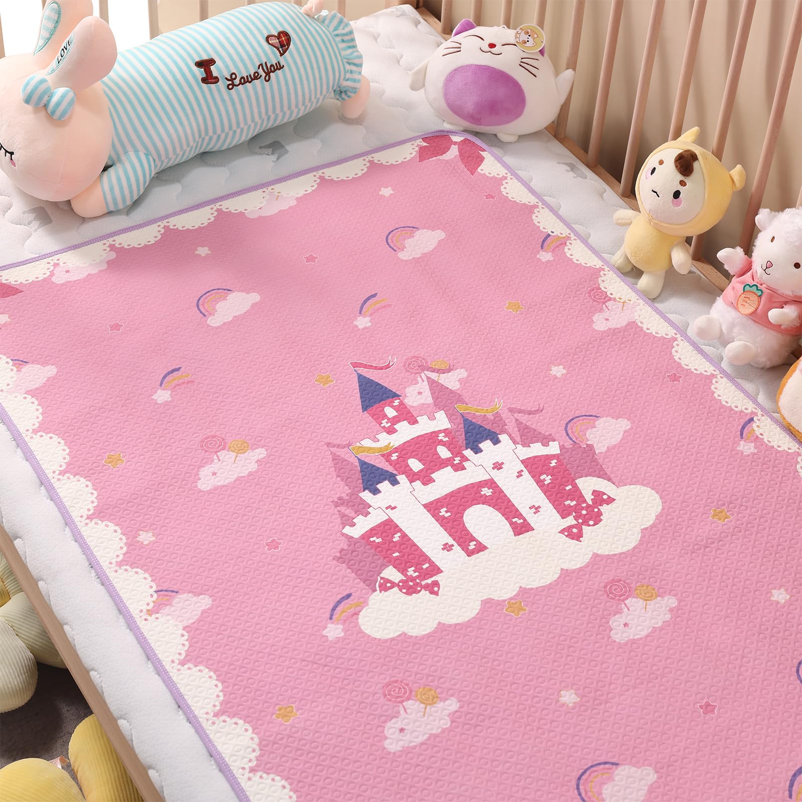 Landofgenie Übergroßes Wasserdichte Wickelunterlage 80x120cm Waschbar Wiederverwendbar Changing Mat - Candy Castle
