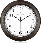 Lafocuse 12 Inch Silent Non Ticking Farmhouse Bronze Wall Clocks for Home Decor, Vintage Kitchen Clock for Living Room, Battery Operated Horloge Murale Decorative Classic Wall Clock for Bedroom Office