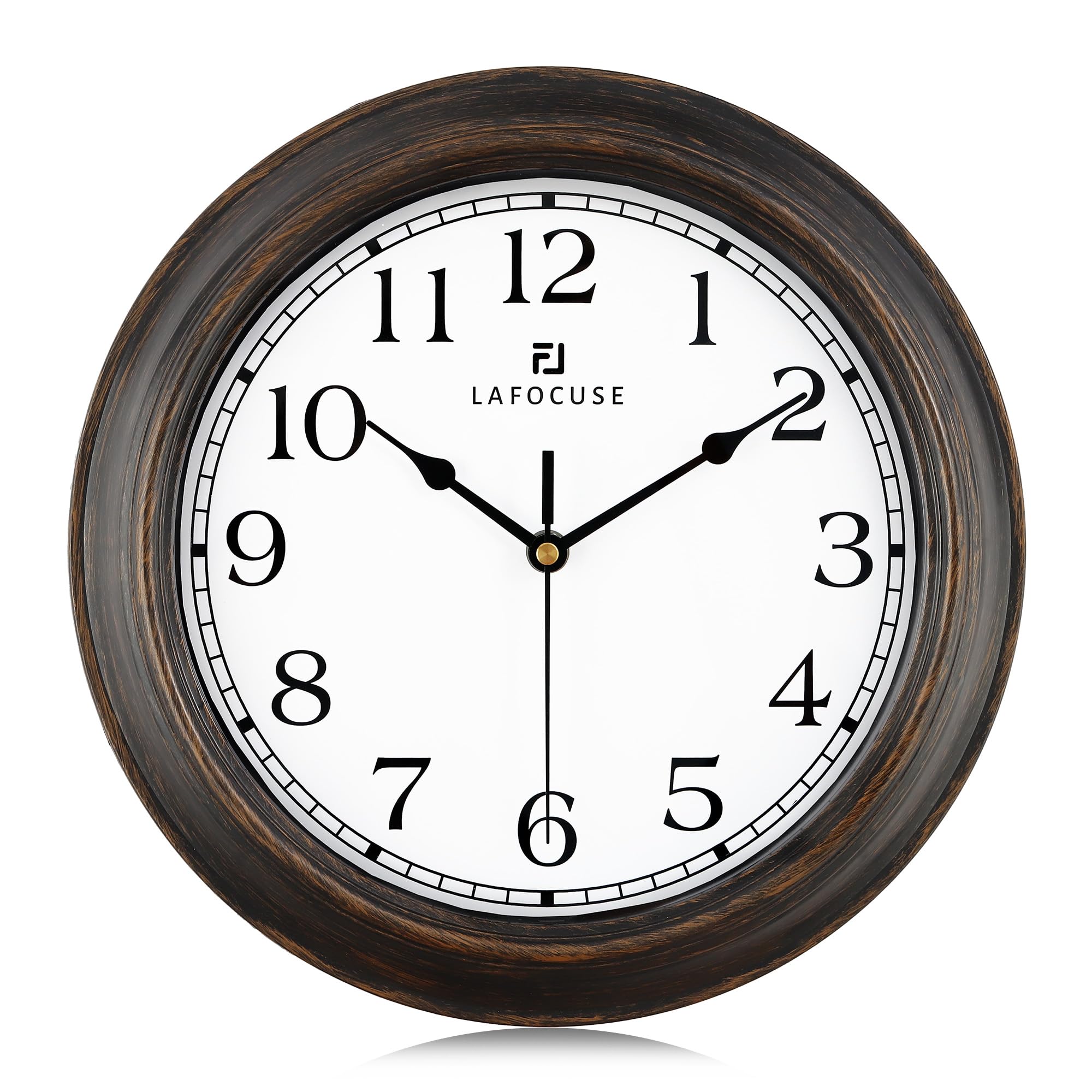 Lafocuse 30cm Reloj de Pared Marrón Vintage, Silencioso Reloj Rustico Retro, Clasico Antiguos Decoracion sin Tictac para Salon Cocina Dormitorio Oficina