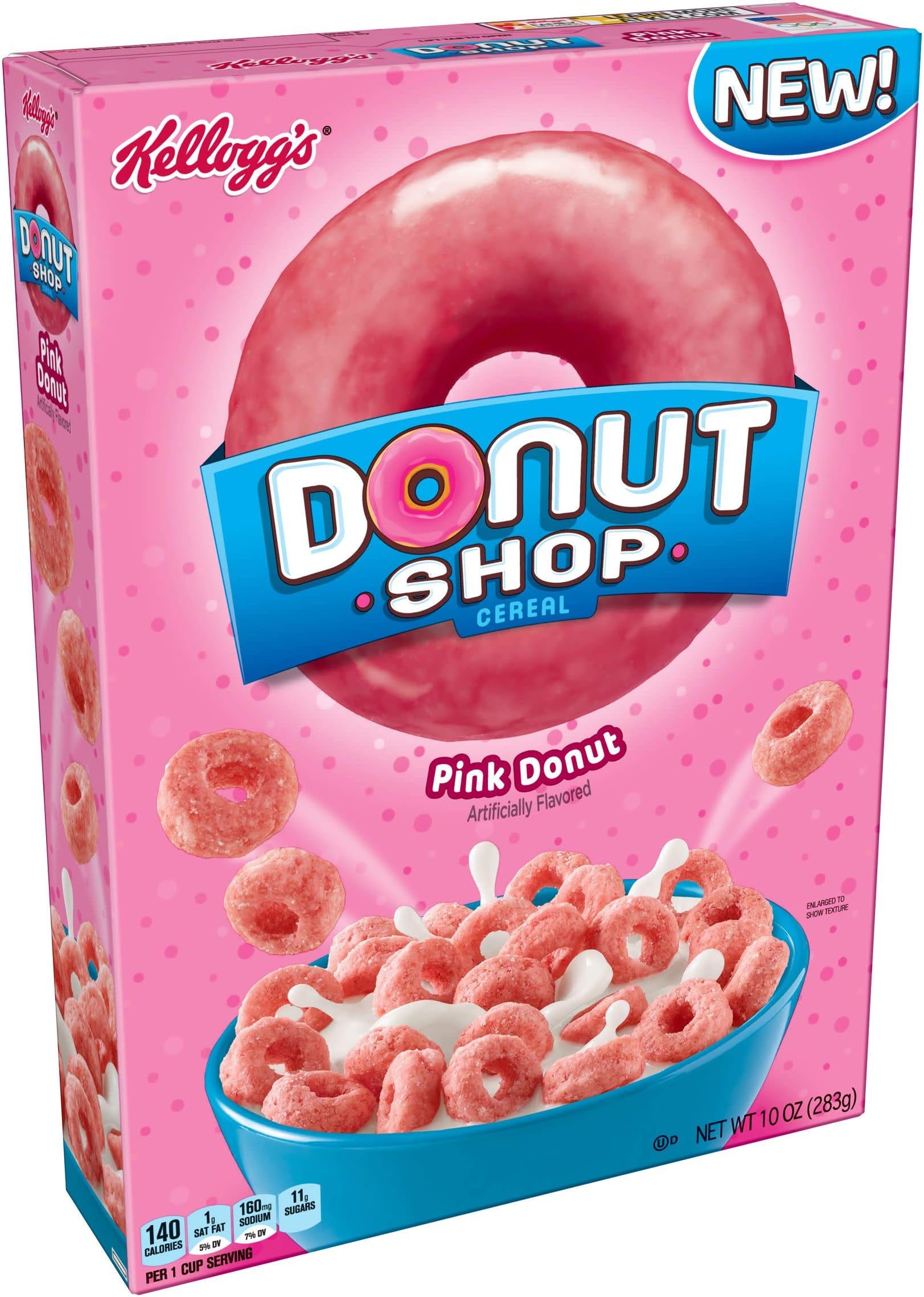 Kellogg's Donut Shop Breakfast Cereal, Pink Donuts, 10 oz