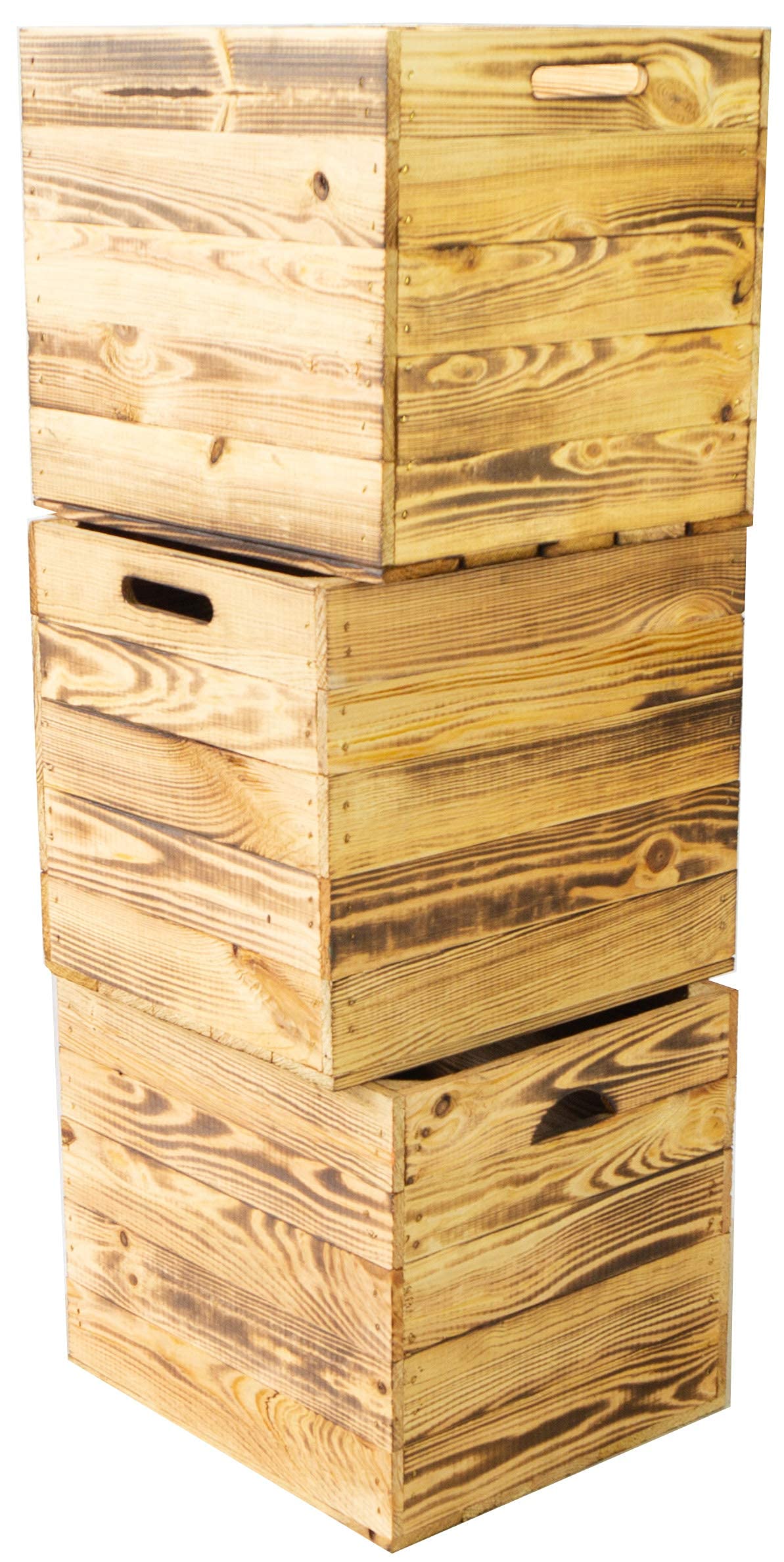 Kistenkolli Altes Land Cassetta di legno per vino, frutta, dimensioni 33 x 37,5 x 32,5 cm, adatta per tutti i ripiani Kallax e scaffale Expidit (GEFLAMMT)