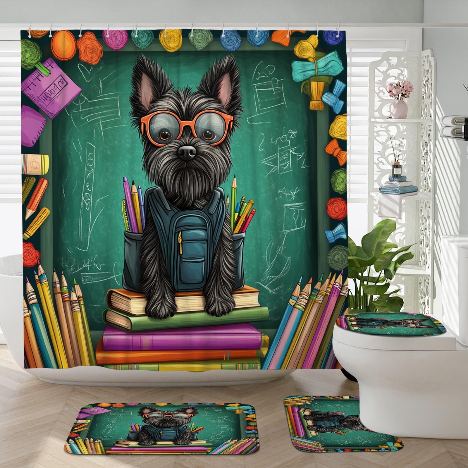 Décoration salle de bain chiot avec tapis en U pour maison familiale