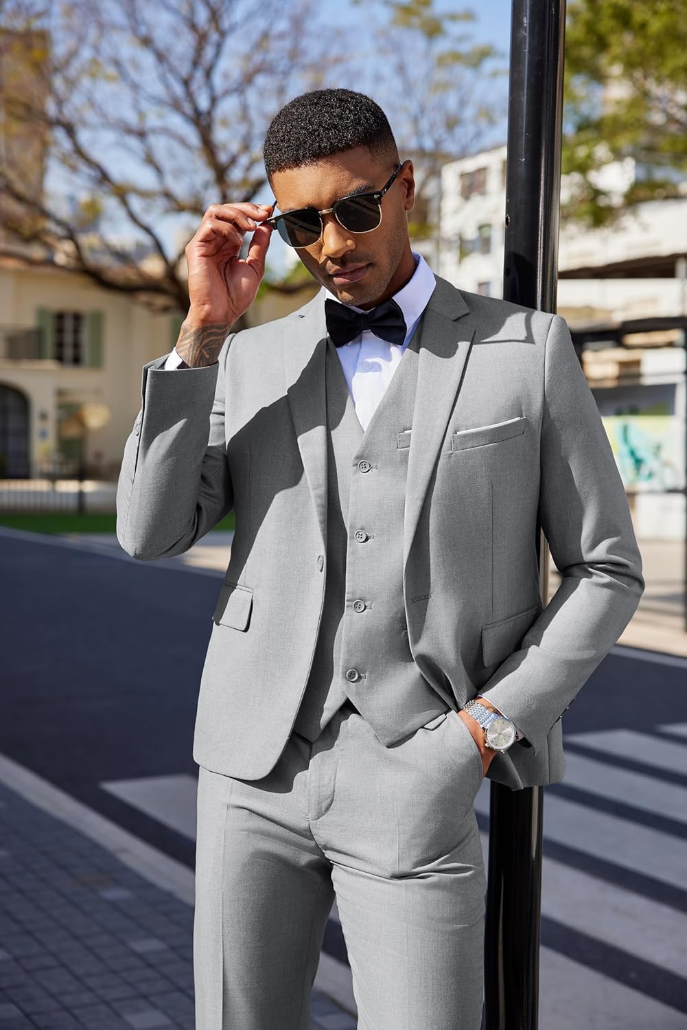 COOFANDY Men's 3 Pieces Suit Classic One Button Single Breasted Slim Fit Blazer Jacket Vest Pants Set Wedding Busines - Image 2