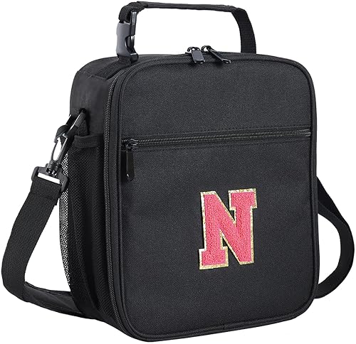 Miniatura 86 de ELEFOCUS Lonchera aislada con inicial para mujeres y hombres, bolsa de almuerzo personalizada con monograma con correa de hombro ajustable para