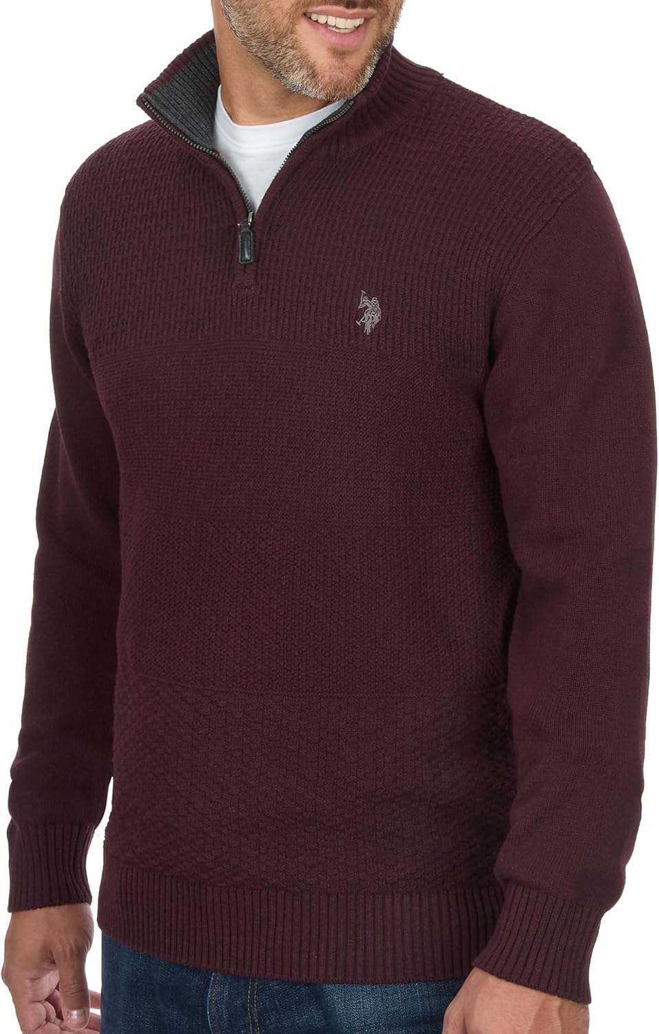 U.S. Polo Assn. U.s. Polo Assn. Men's Cable Knit 1/4 Zip Sweater Sweater - Image 2