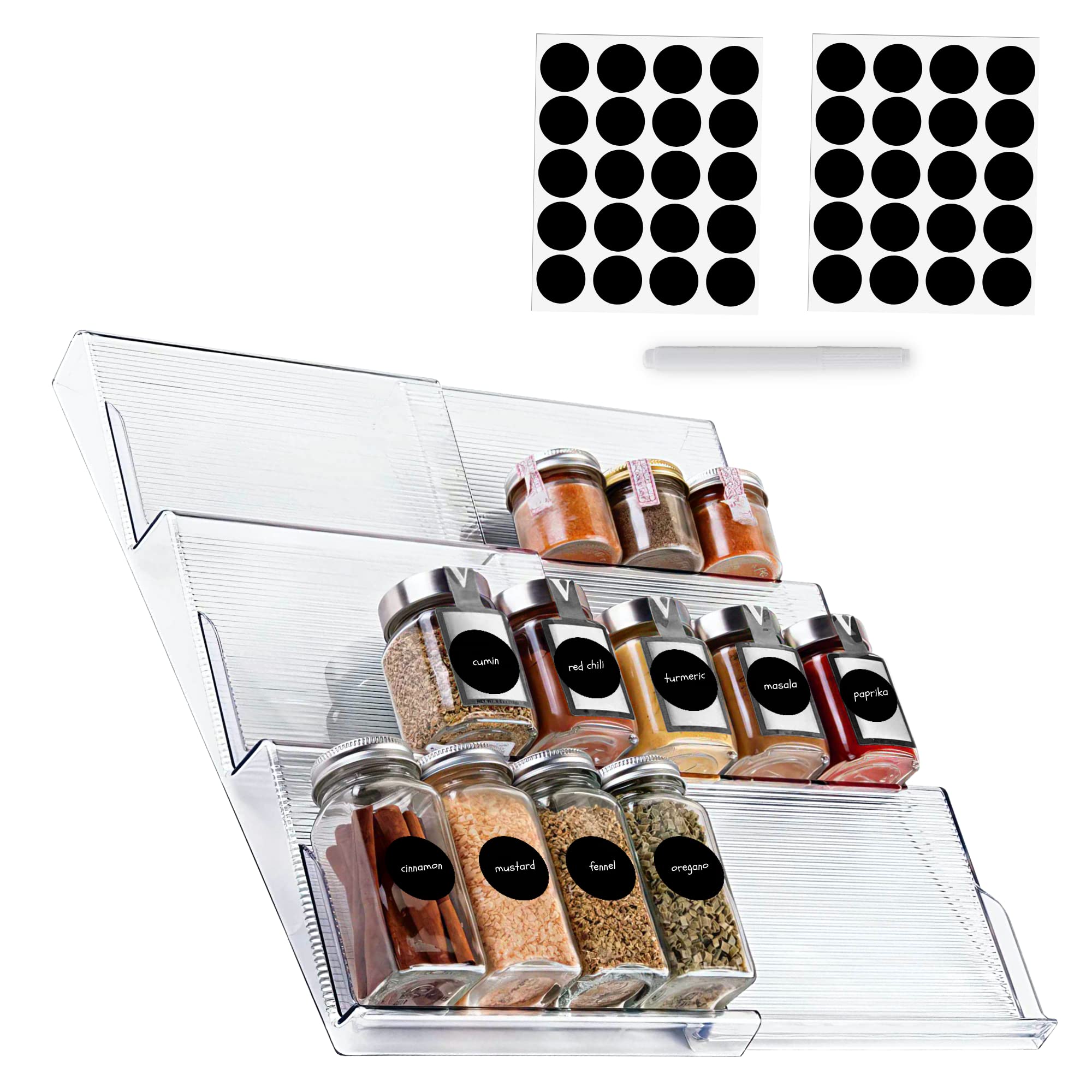 Spice Rack, Complete Spice Organizer & Holder Set for Kitchen and Cabinet with Spice Labels that Saves Space, Keeps Everything Neat, Organized & Within Reach: Value for Money Pack