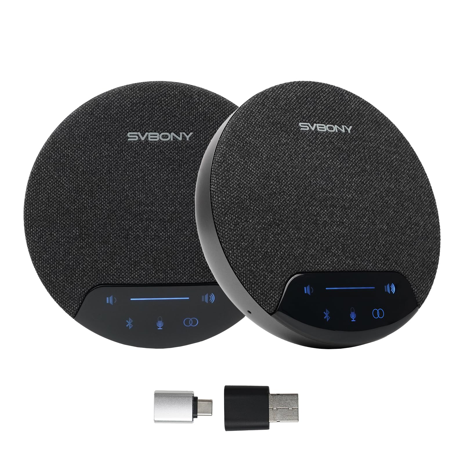 SVBONY SVN O1 Dual Conference Speaker and Microphone, Wireless Cascading 33FT for 30People Conference Room, 3A+AI Noise Cancelling, 8Mics with 360°Voice Pickup, UHF-Stabilized Link