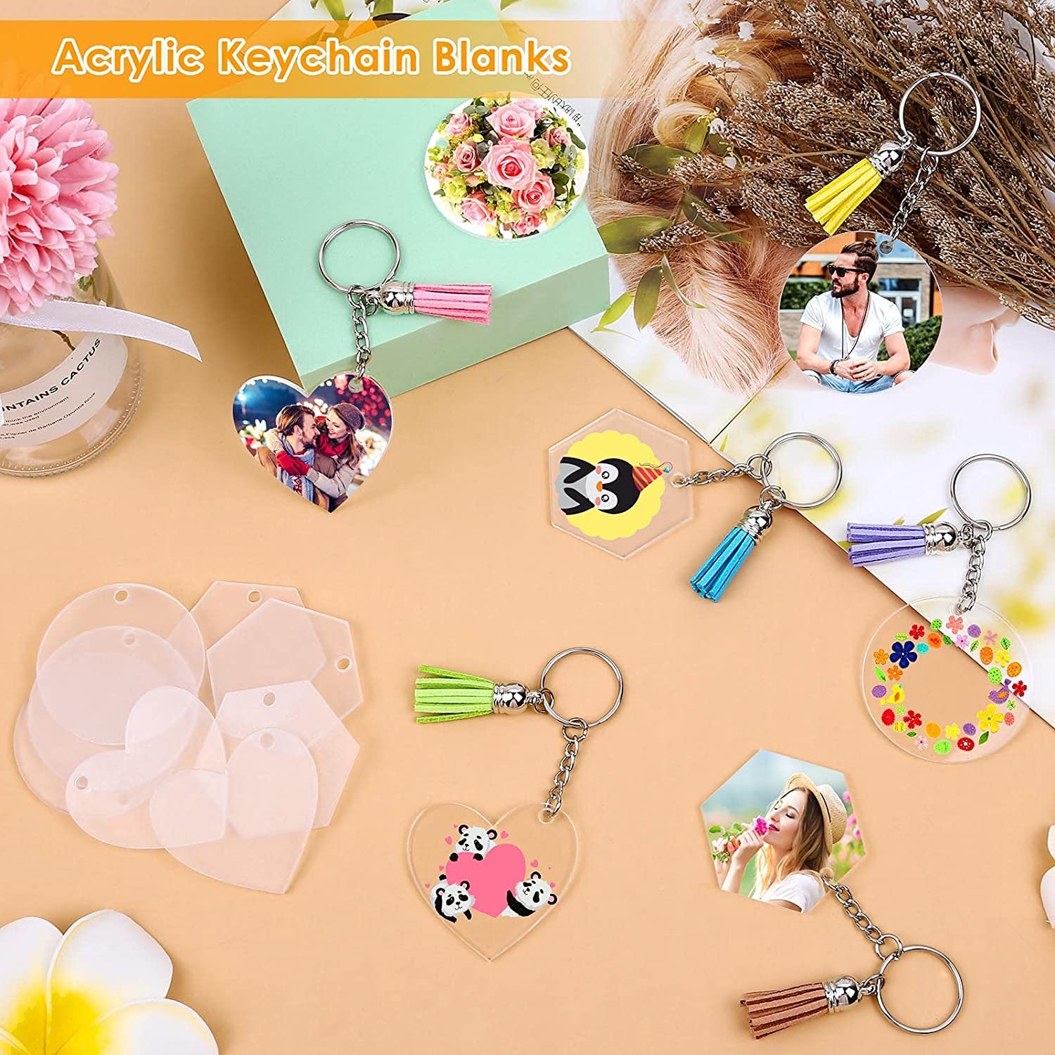 Kit Portachiavi Fai Da Te - 120 Pezzi Con Dischi Acrilici, Catene E Nappe - Foto 4