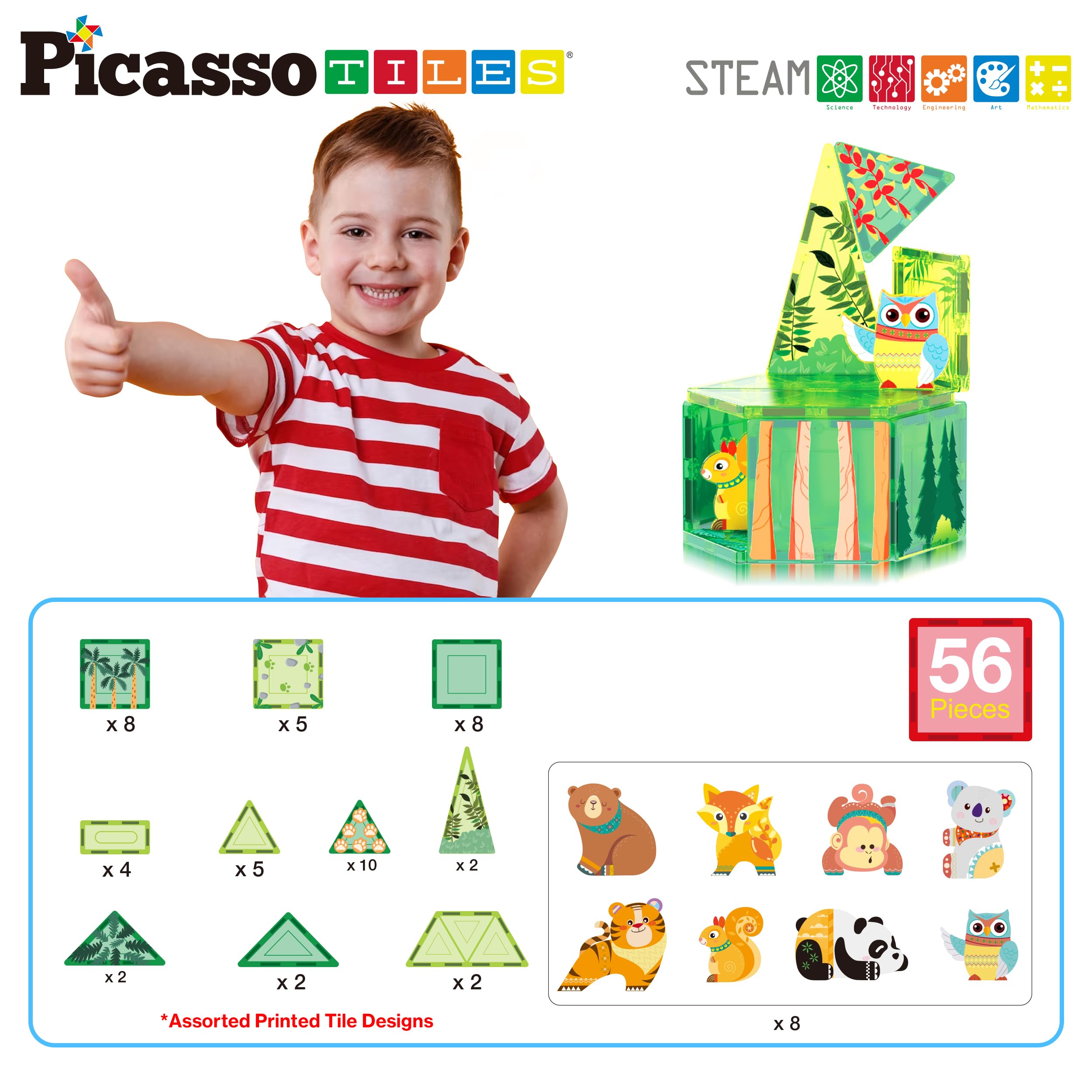 Amazon.com: PicassoTiles Magnet Tile Building Blocks Forest Animal
