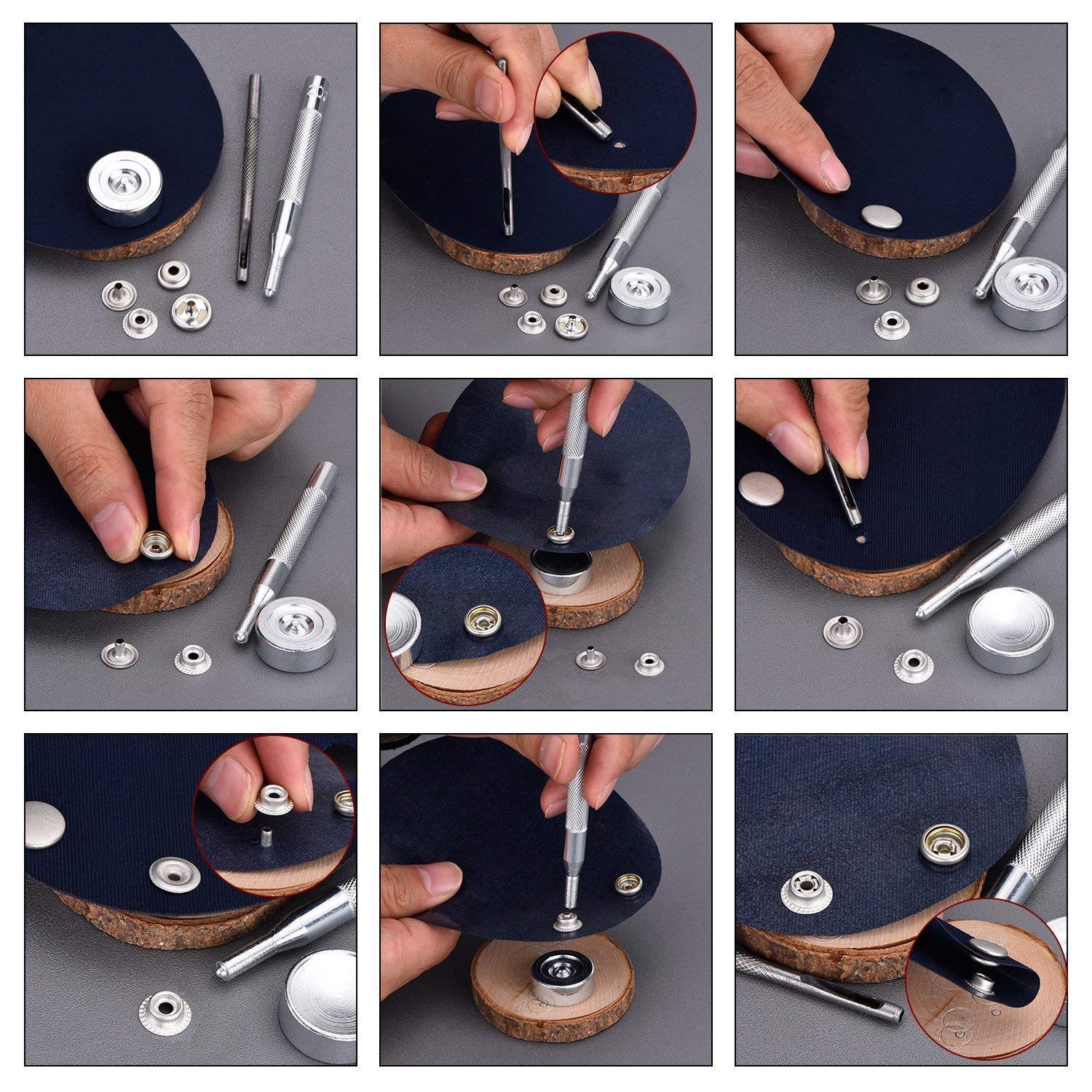 Trimming Shop, bottoni a pressione da 15 mm, 4 pezzi, resistenti e leggeri, in metallo per giacche, jeans, lavori in pelle, cinghie e progetti di cucito, riparazione di vestiti, 10 pezzi