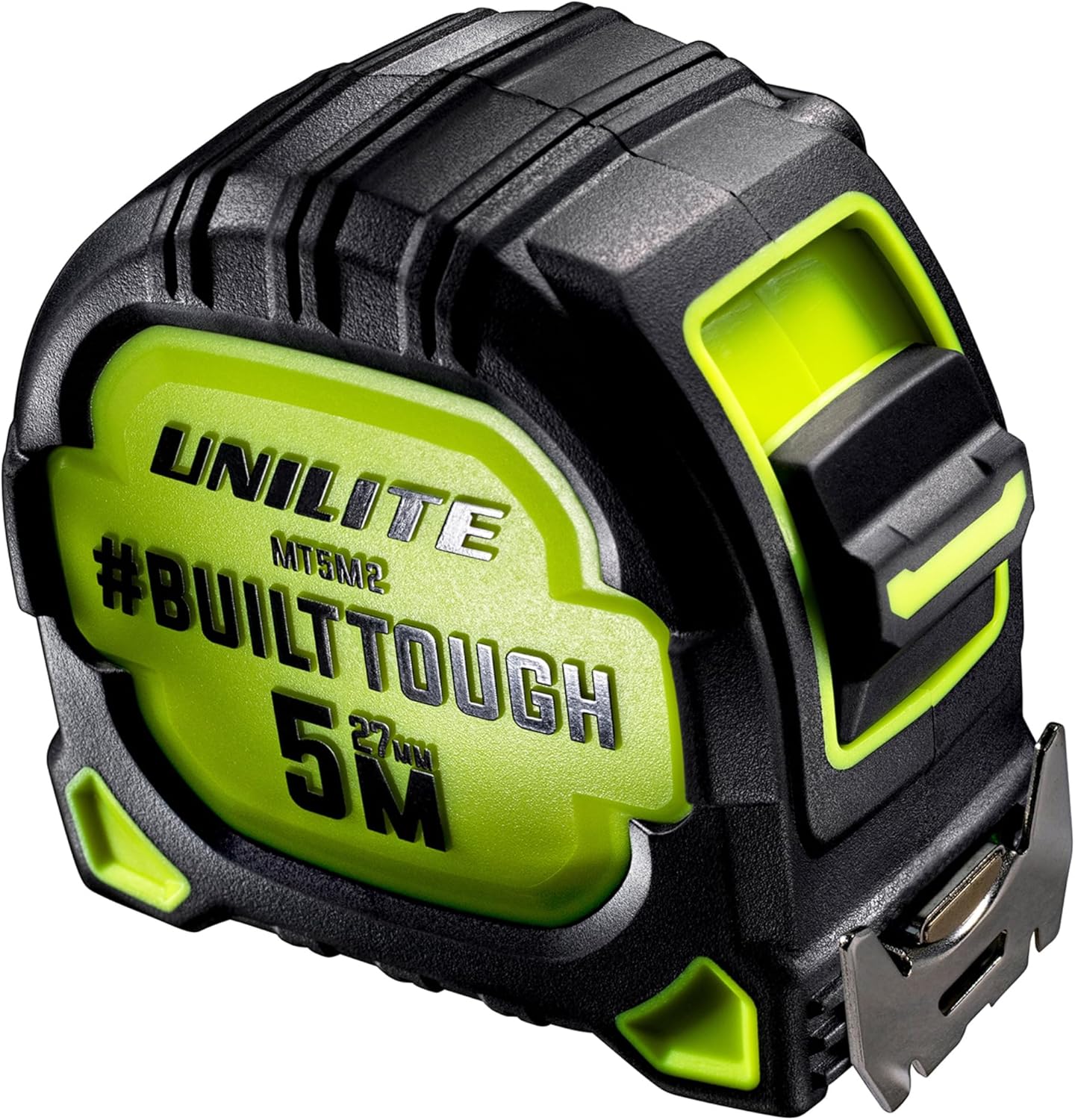 Unilite MT5M2 Heavy Duty Tape Measure – 5m/16ft, 27mm Wide SUPERBLADE Nylon Coated, 2.9m Stand-Out Blade, Magnetic Dual Hook, Dual-Sided Imperial/Metric, Impact Resistant