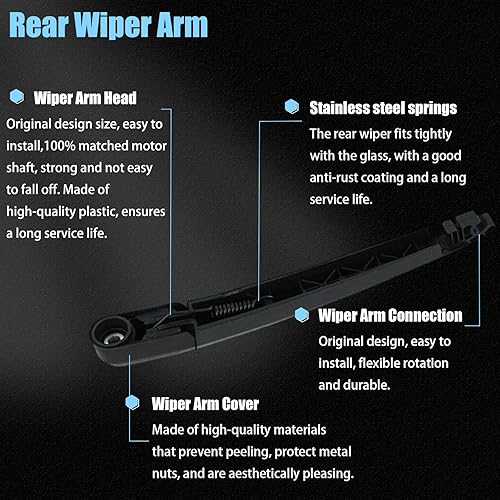 Miniatura 3 de Limpiaparabrisas trasero de 12 pulgadas para Mazda 3 Hatchback 2014-2018 Mazda 6 2004-2007 Reemplazar # 68197111AA limpiaparabrisas trasero