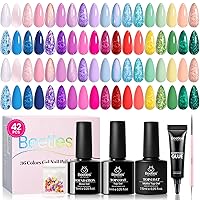 Vista 26 de Beetles - Kit de esmalte de uñas de gel con capa base y capa superior, neutro, marrón, rosa, gris, verde, blanco, negro, con brillantina, juego