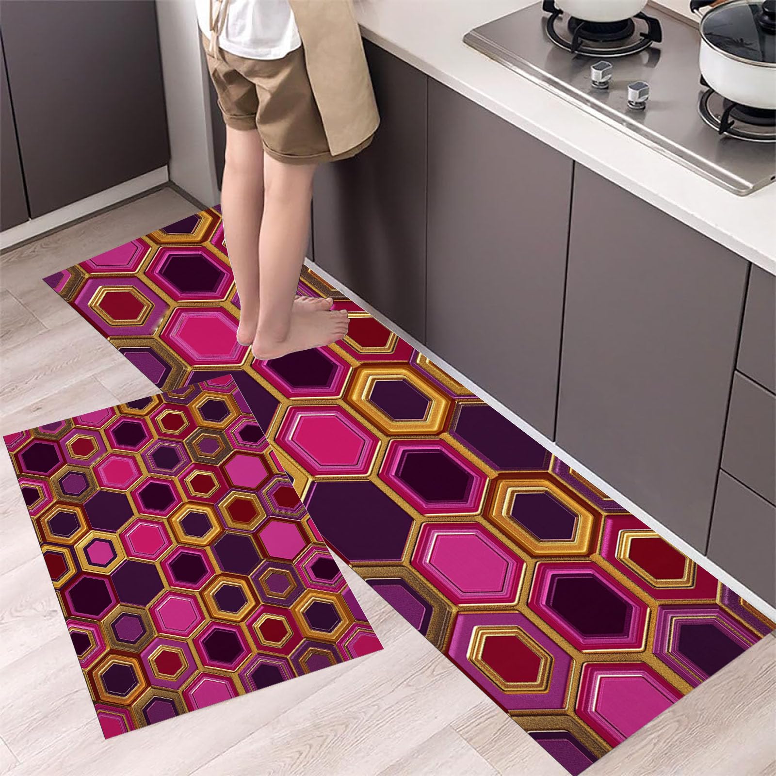 Alfombra de cocina de 2 piezas ideal para dar estilo y suavidad al lavadero o pasillo