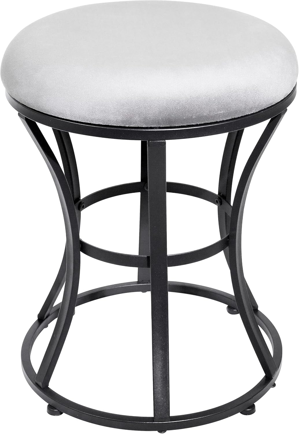 Vanity Stool, Grey Stools for Makeup Room, Round Ottoman Foot Stool, Velvet Footrest Vanity Chair for Bathroom, Bedroom, Living Room Furniture, Entryway, Offices