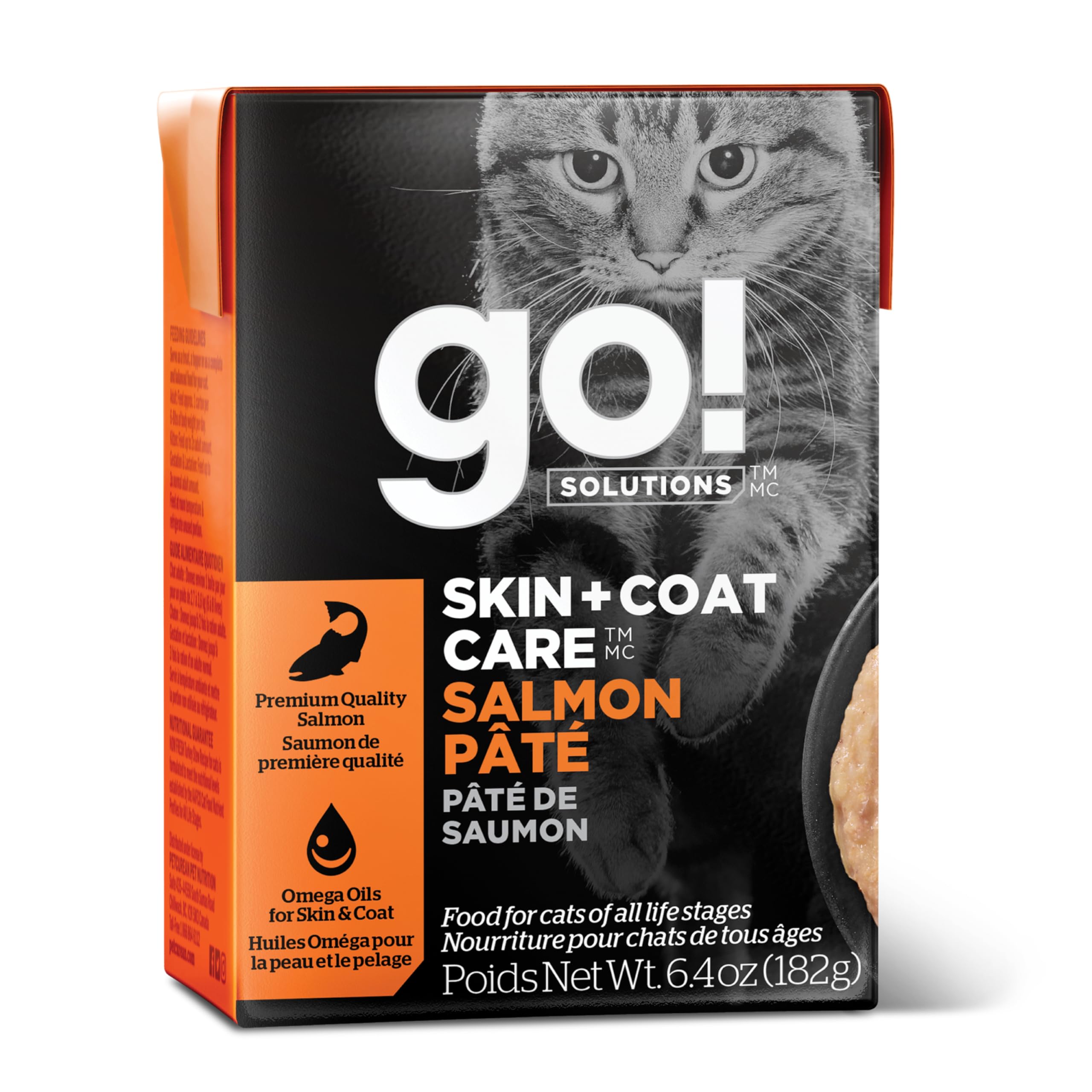 Go! Solutions Skin + Coat Care, Wet Cat Food, Salmon Pâté with Grains for Sensitive Skin, 6.4 oz