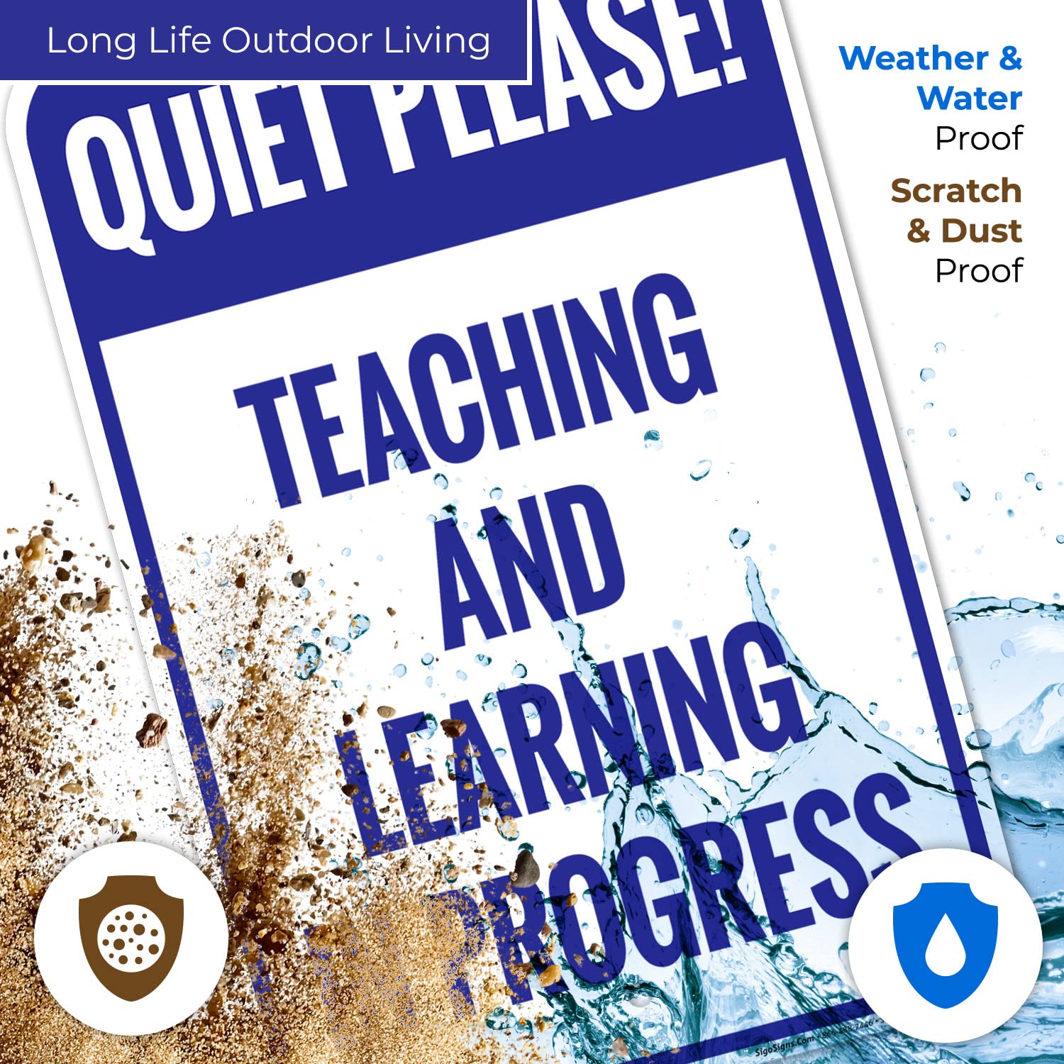 Quiet Please Teaching and Learning in Progress Sign, 12x18 Inches, Rust Free .063 Aluminum, Fade Resistant, Made in USA