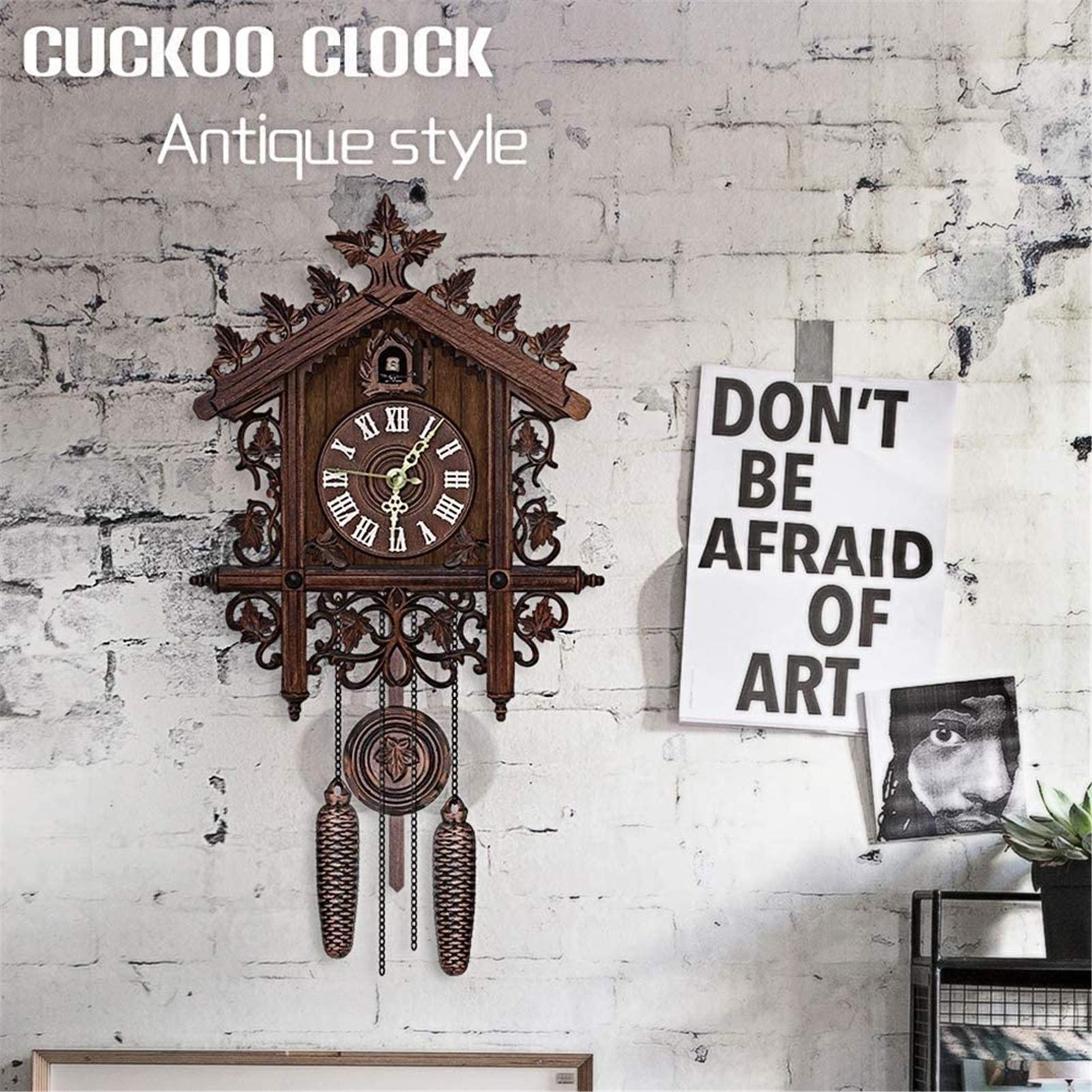 Reloj de cuco de bosque negro, reloj de pared mecánico de madera para decoración del hogar o restaurante, diseño tradicional, funcionamiento sin pilas