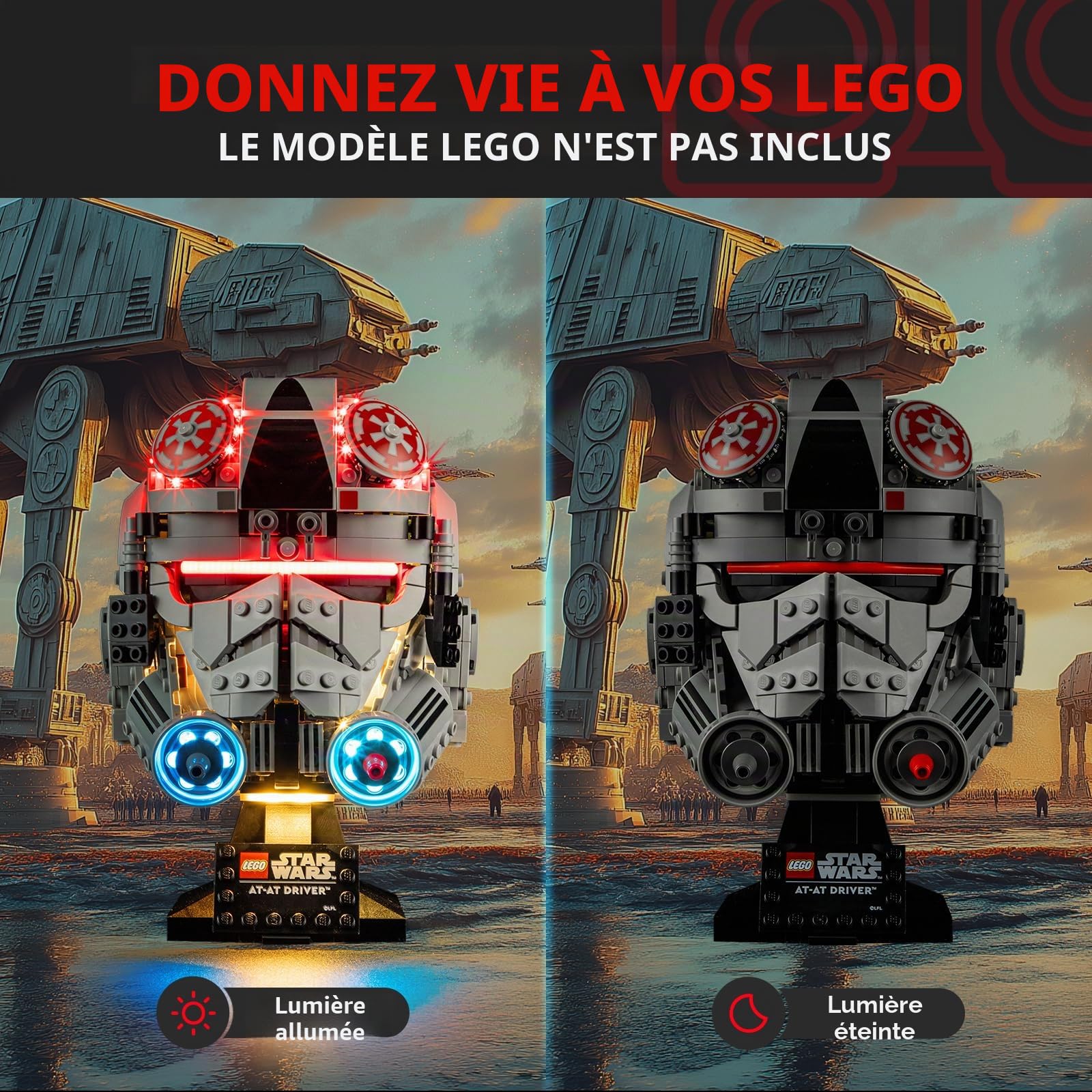 BRIKSMAX Kit d'éclairage pour casque de pilote Lego-75429 AT-AT - Éclairage LED compatible avec Lego Star Wars - Kit Lego non inclus