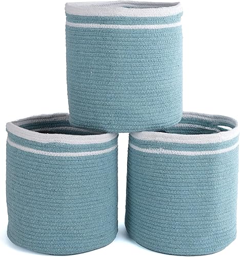 Eco-living - Cesta de almacenamiento de cuerda de algodón reciclado, cesta para plantas, organizador de almacenamiento multiusos, cubos de